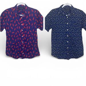 Nick Graham Men’s Sz Sm Over Lobster and Banana Print Cotton Button Down Shirts